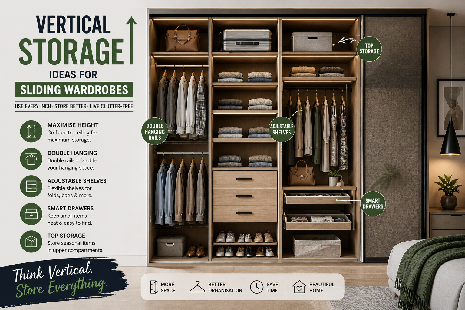 Vertical Storage Ideas for Sliding Wardrobes