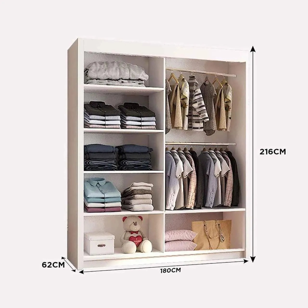 Vision New Sliding Door wardrobe | Black, White, Grey & Oak Colors | Multiple Sizes Available