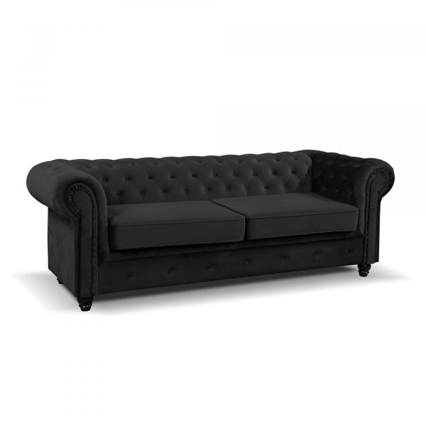 Hero Chesterfeild Black Sofa 3+2