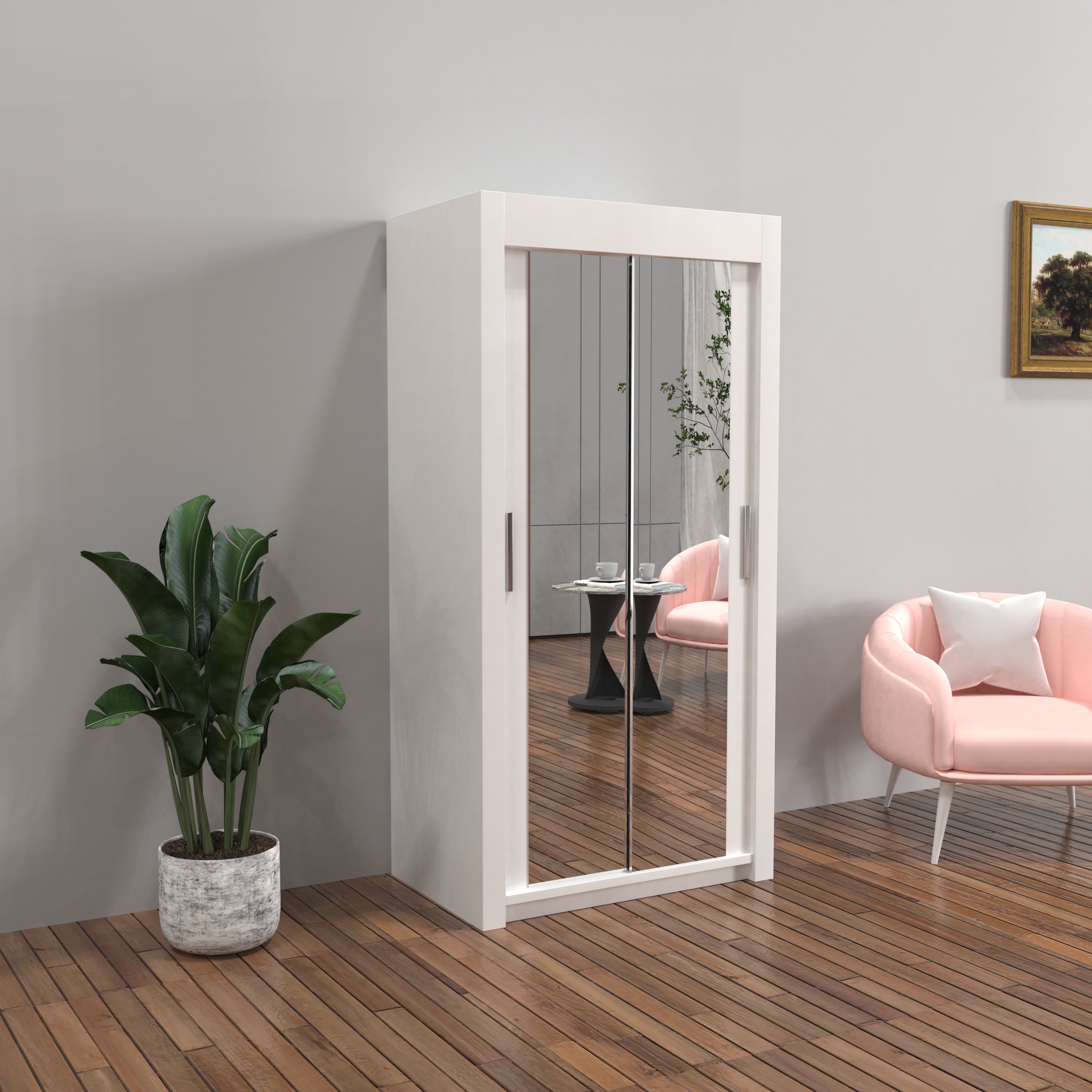 Chicago Sliding Door Wardrobe in White, Black, Grey & Oak Colors | Multiple sizes Available