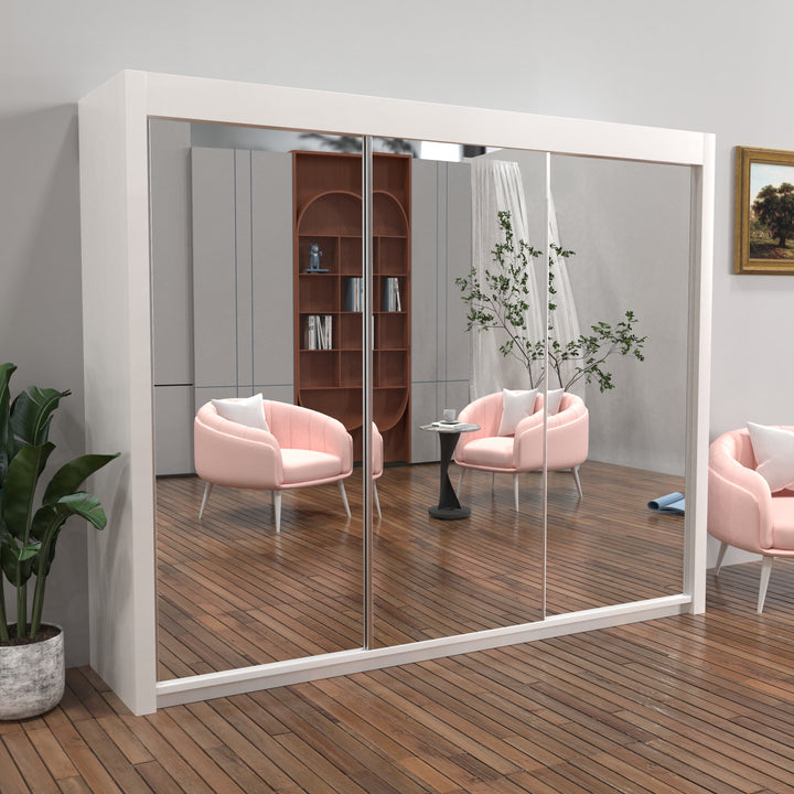 Chicago Sliding Door Wardrobe in White, Black, Grey & Oak Colors | Multiple sizes Available