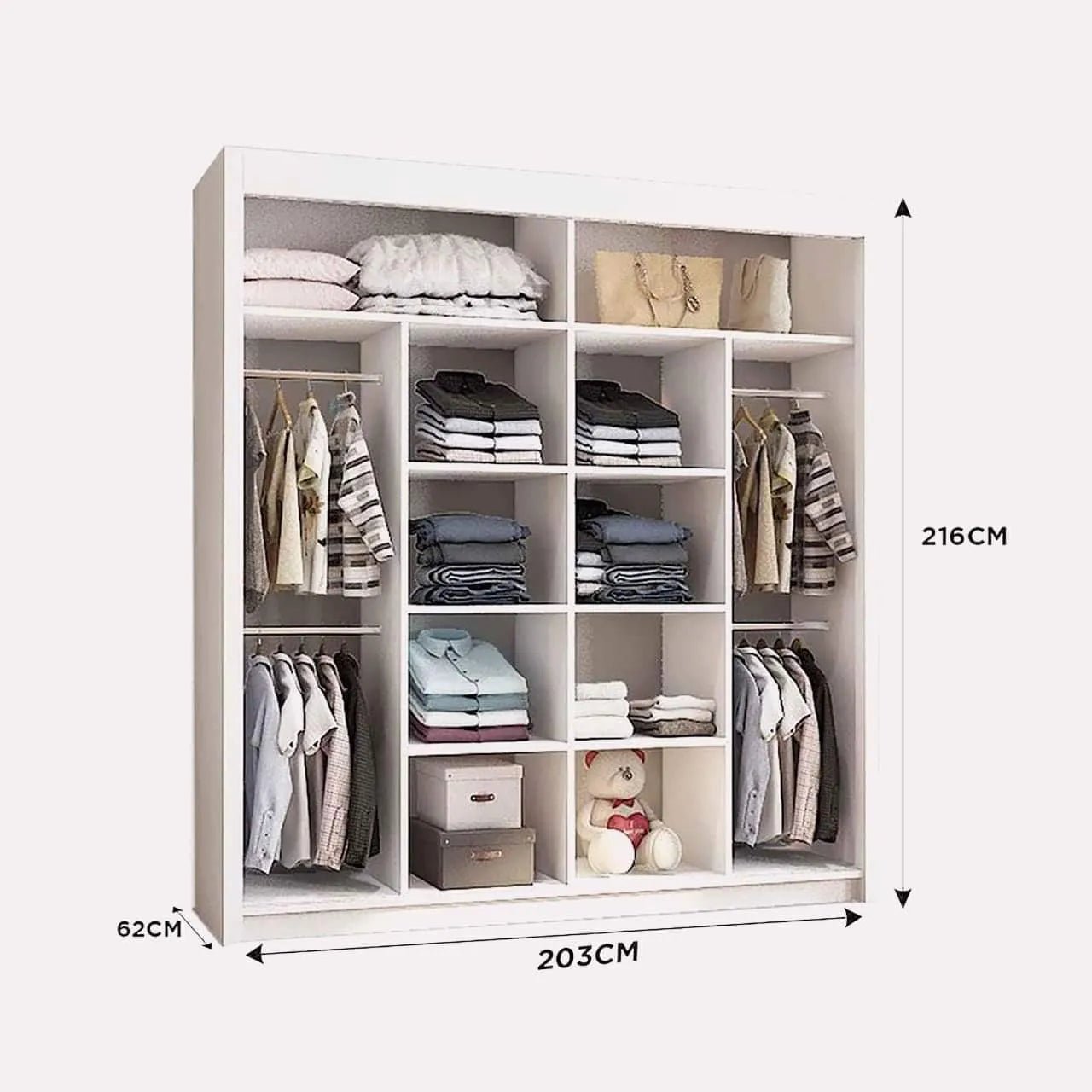 Vision New Sliding Door wardrobe | Black, White, Grey & Oak Colors | Multiple Sizes Available