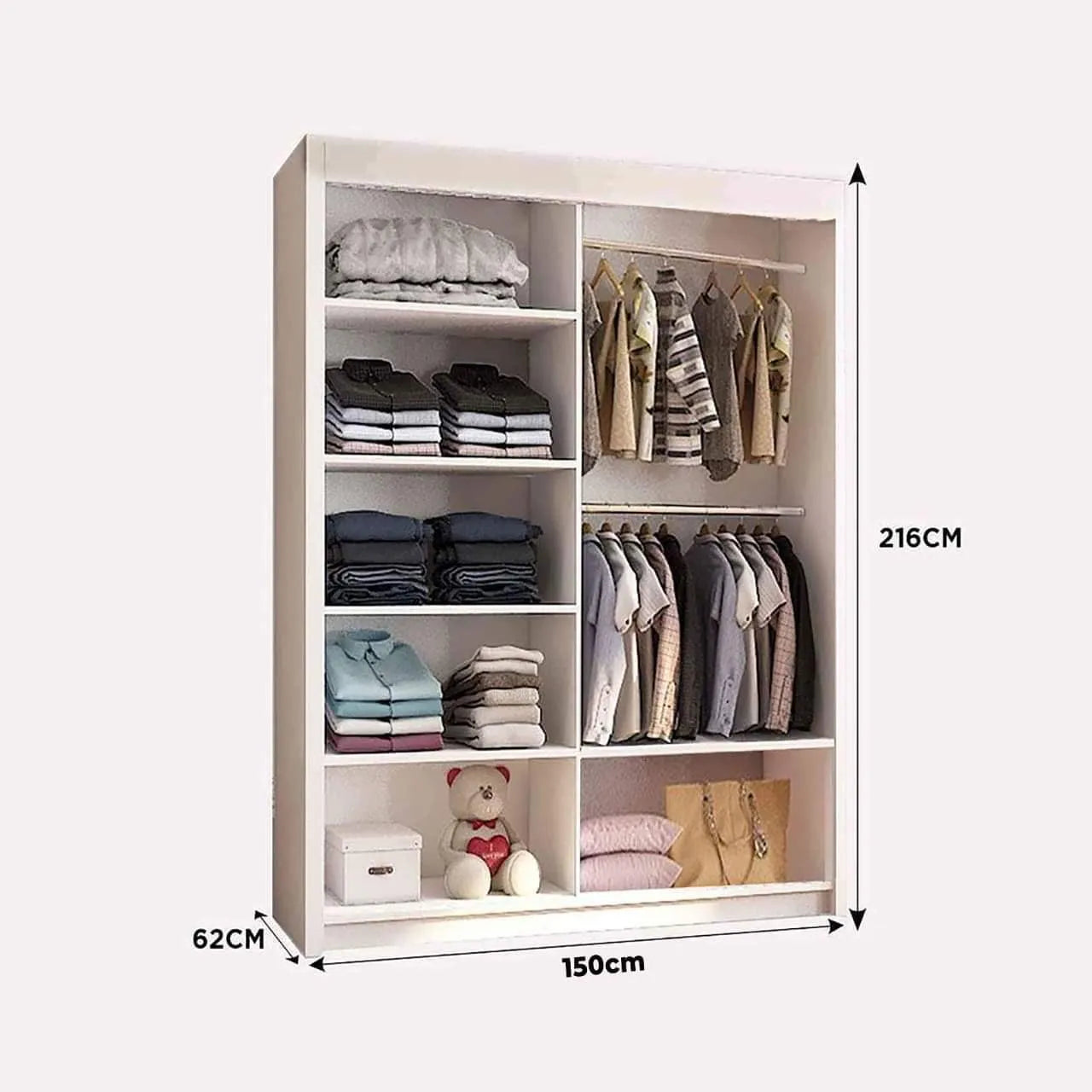 Vision New Sliding Door wardrobe | Black, White, Grey & Oak Colors | Multiple Sizes Available