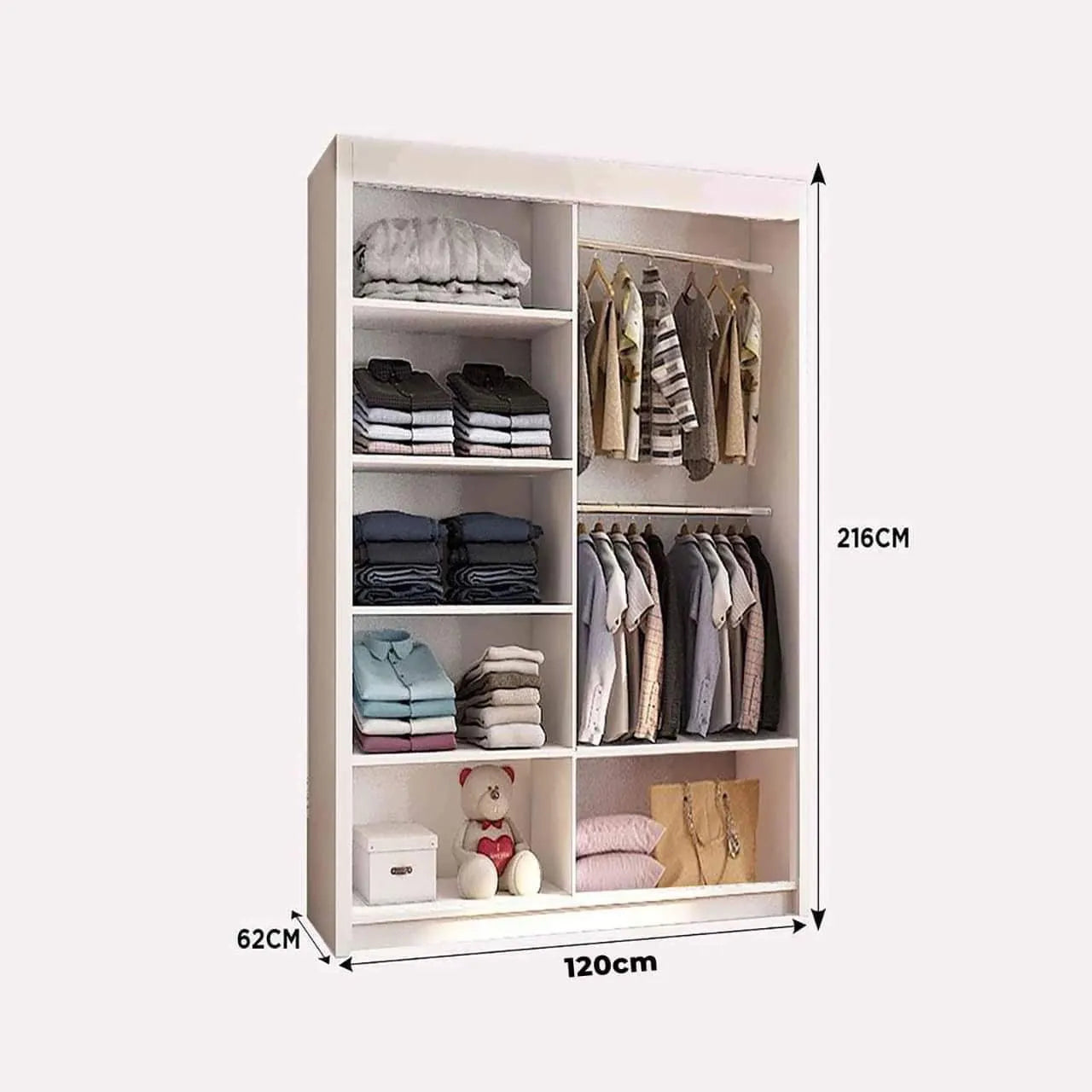 Vision New Sliding Door wardrobe | Black, White, Grey & Oak Colors | Multiple Sizes Available