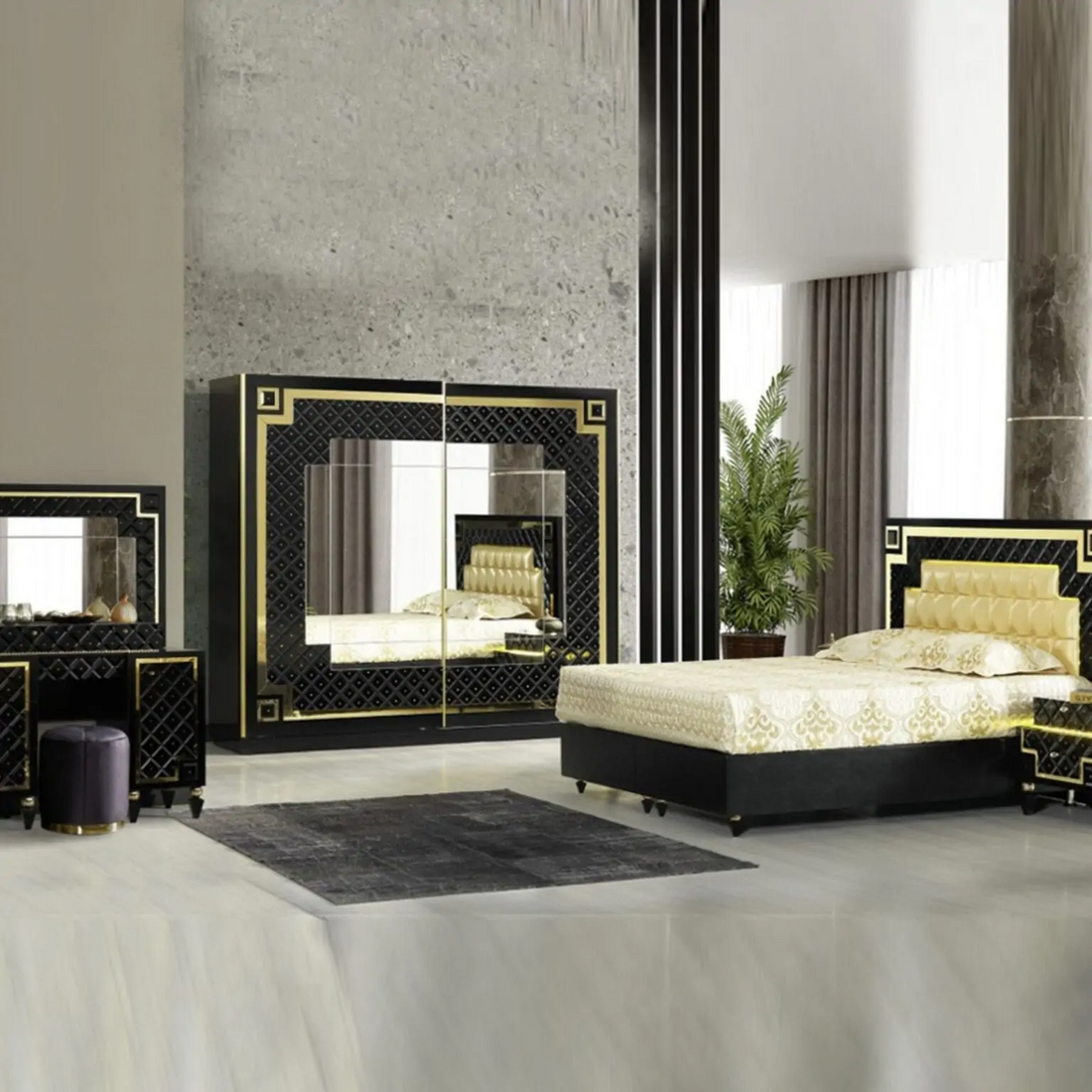 QUEEN BLACK BEDROOM SET