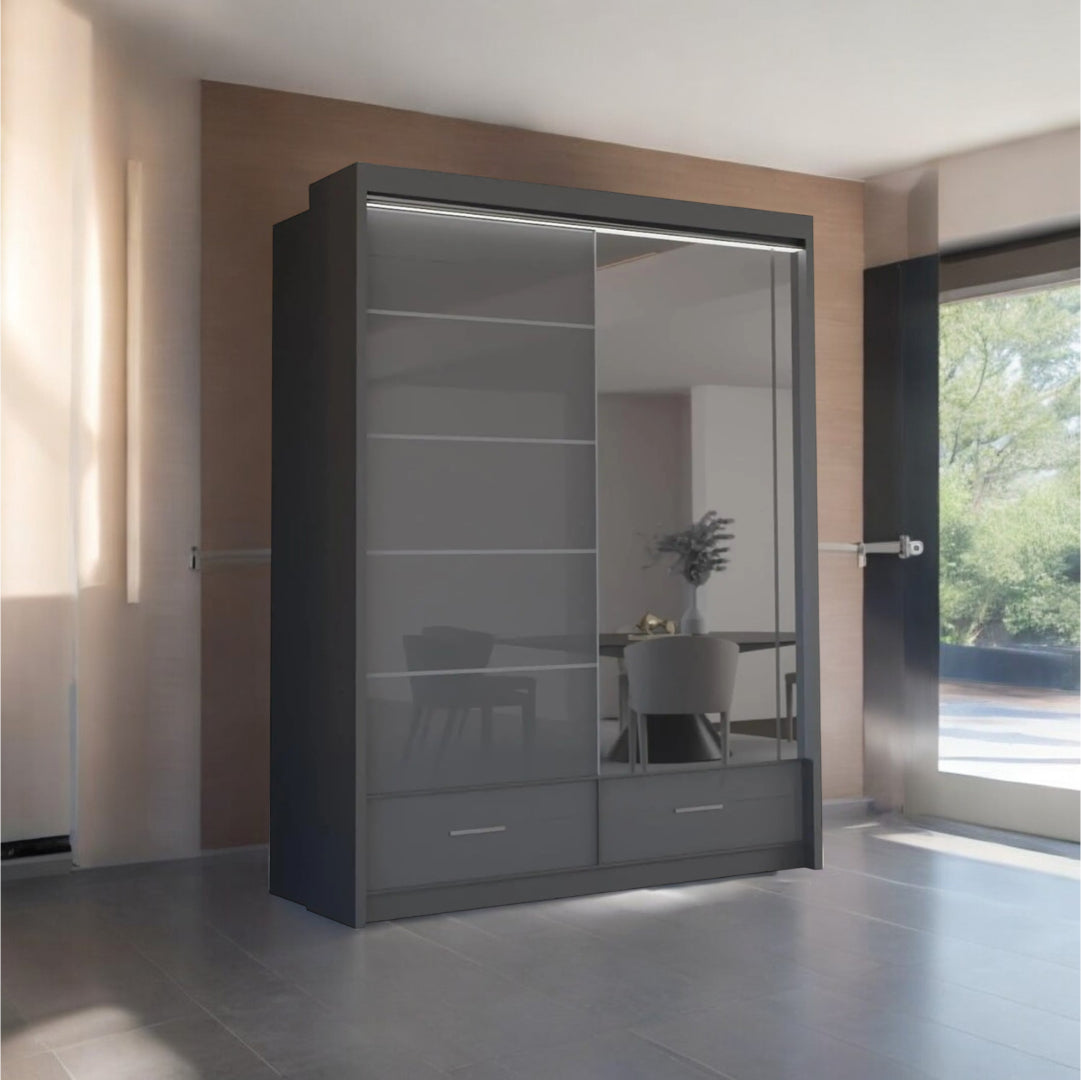 Sycylia High glow Sliding Door Wardrobe