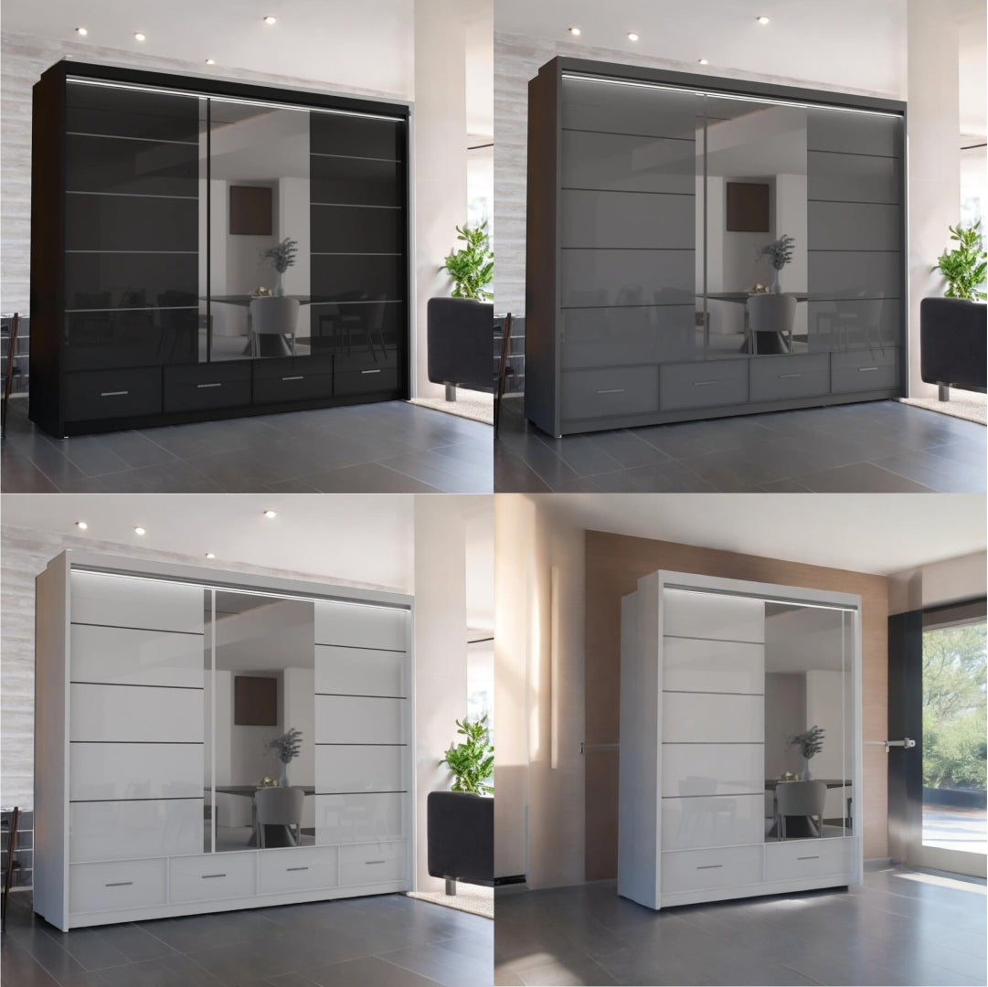 Sycylia High glow Sliding Door Wardrobe