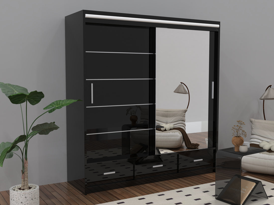 Sycylia High glow Sliding Door Wardrobe