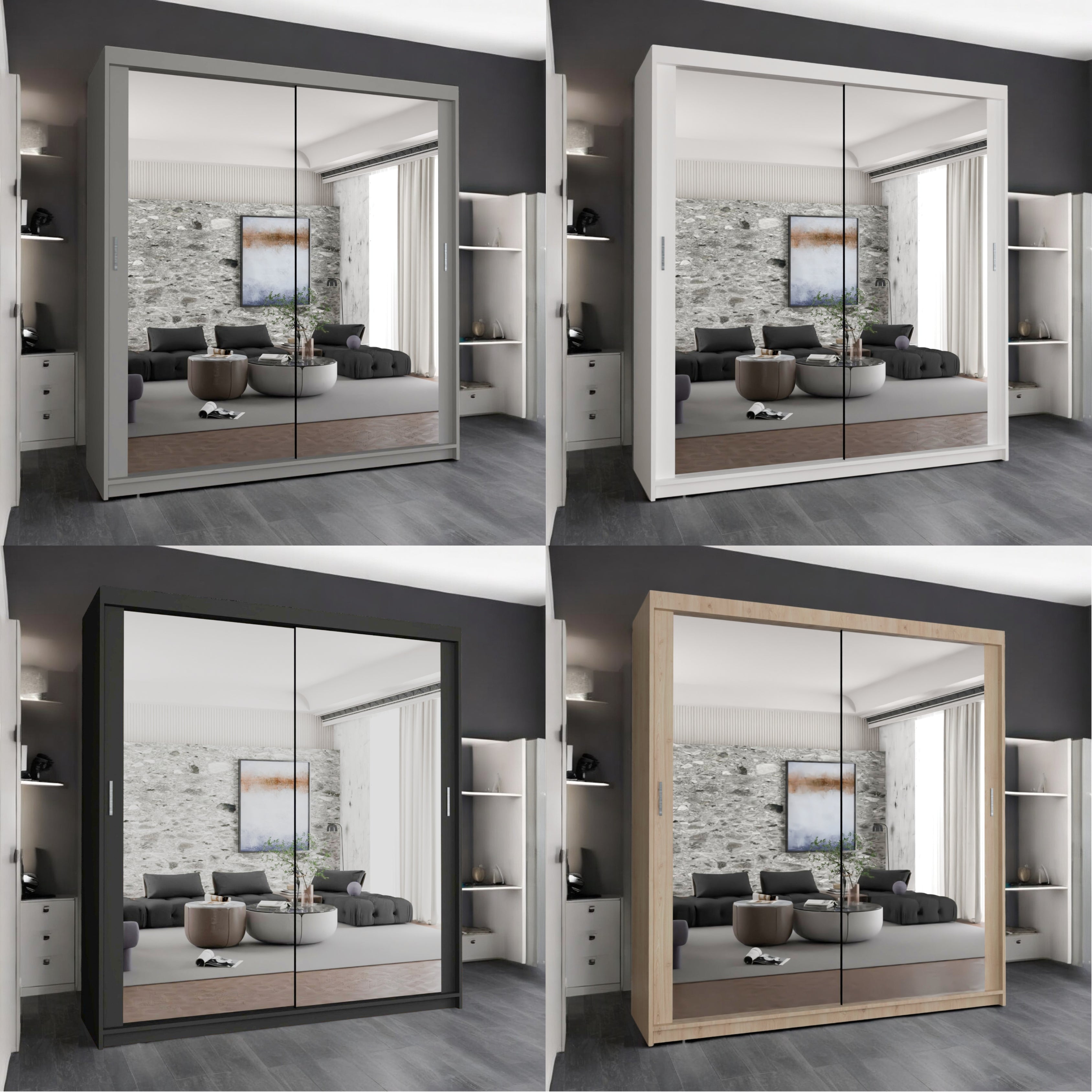 Houston Sliding Door Full Mirror Wardrobe