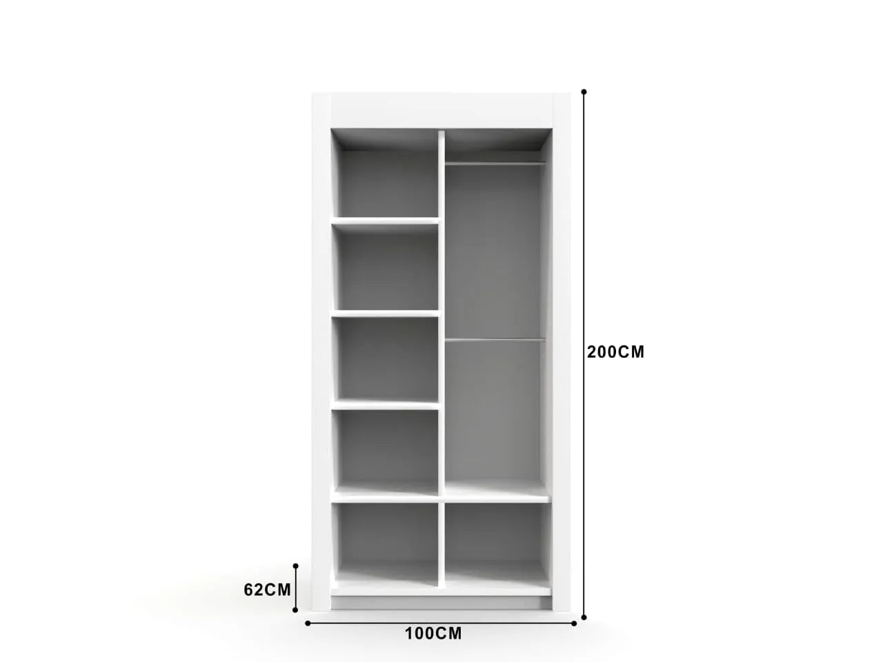 Chicago Sliding Door Wardrobe in White, Black, Grey & Oak Colors | Multiple sizes Available