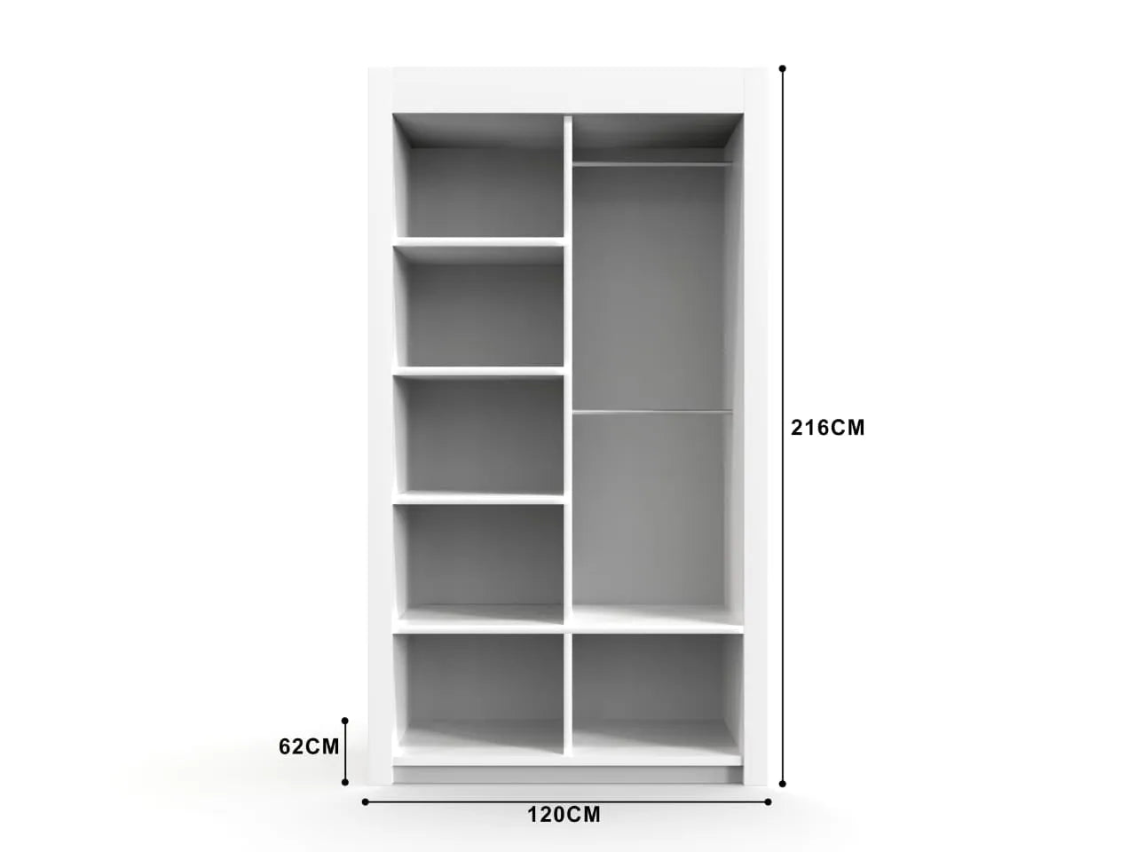 Chicago Sliding Door Wardrobe in White, Black, Grey & Oak Colors | Multiple sizes Available