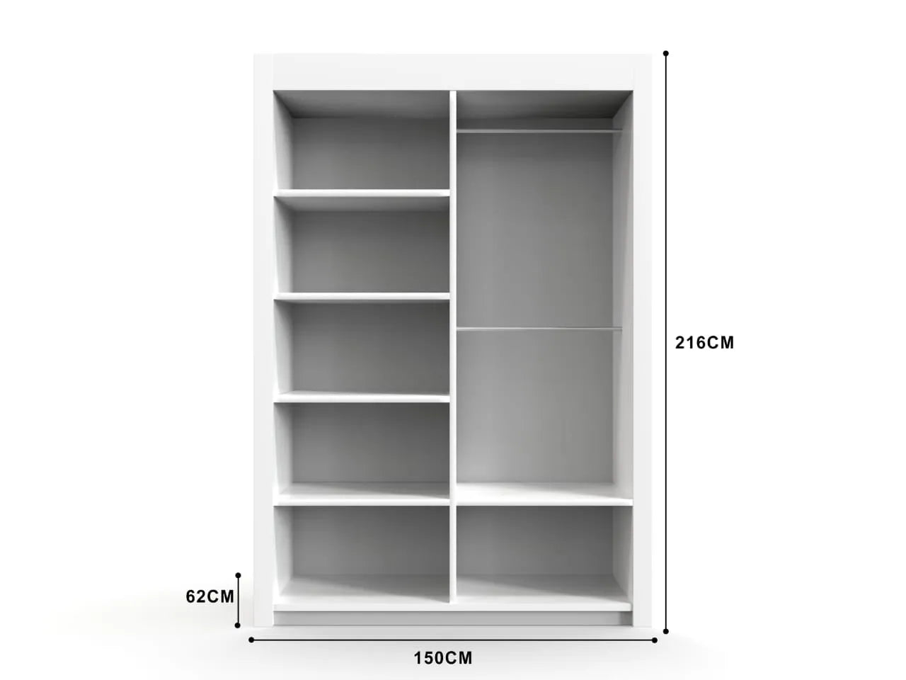 Chicago Sliding Door Wardrobe in White, Black, Grey & Oak Colors | Multiple sizes Available