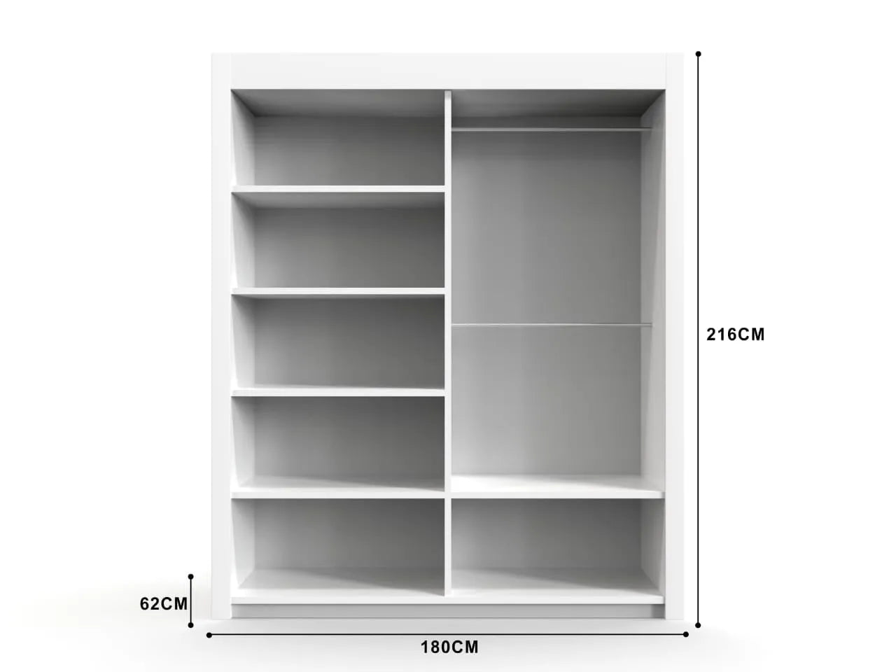 Chicago Sliding Door Wardrobe in White, Black, Grey & Oak Colors | Multiple sizes Available