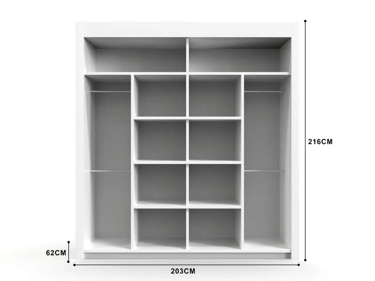 Chicago Sliding Door Wardrobe in White, Black, Grey & Oak Colors | Multiple sizes Available