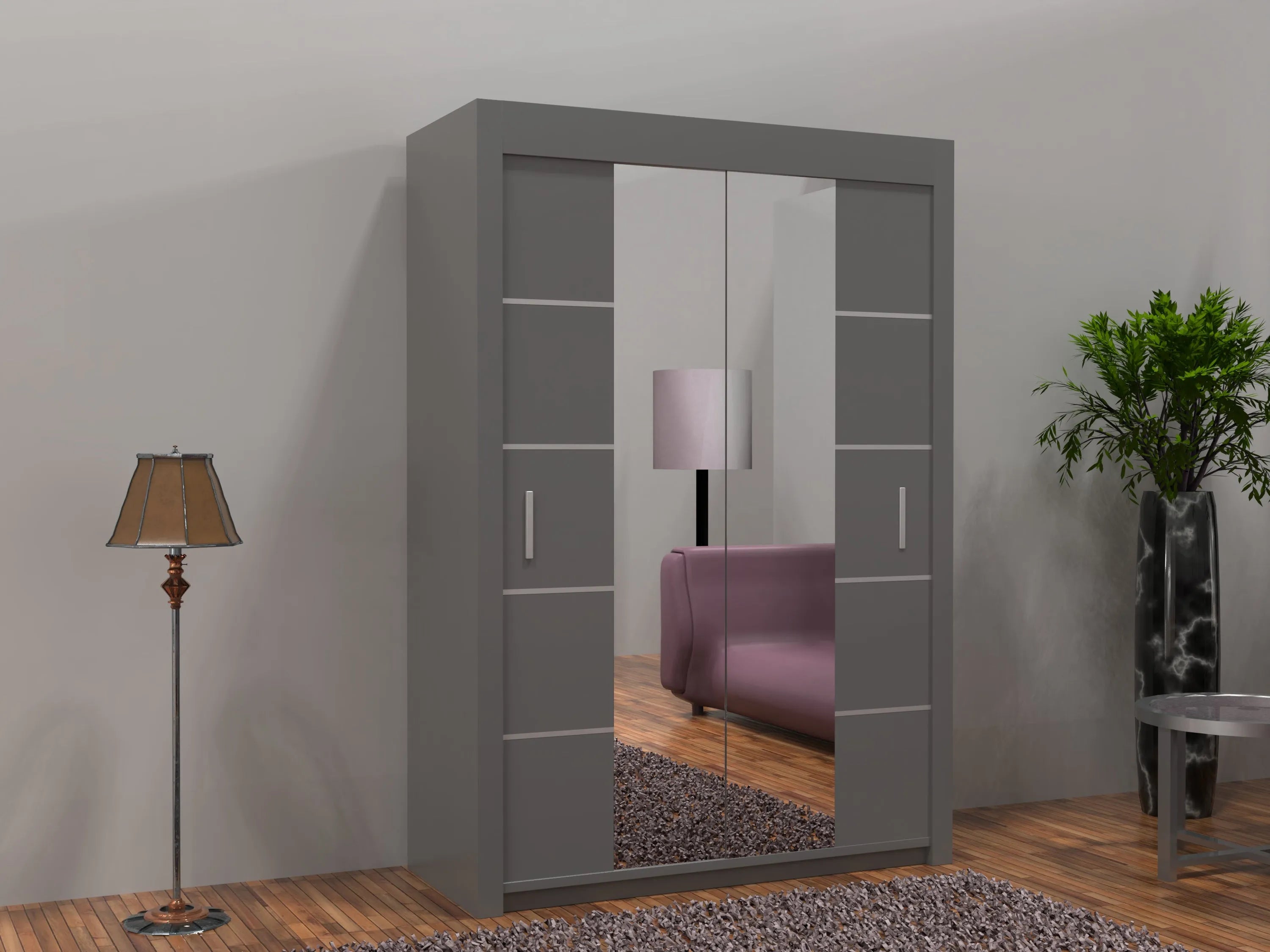 Lisbon Sliding Door Wardrobe | White, Black, Grey & Oak Colors | Multiple Sizes