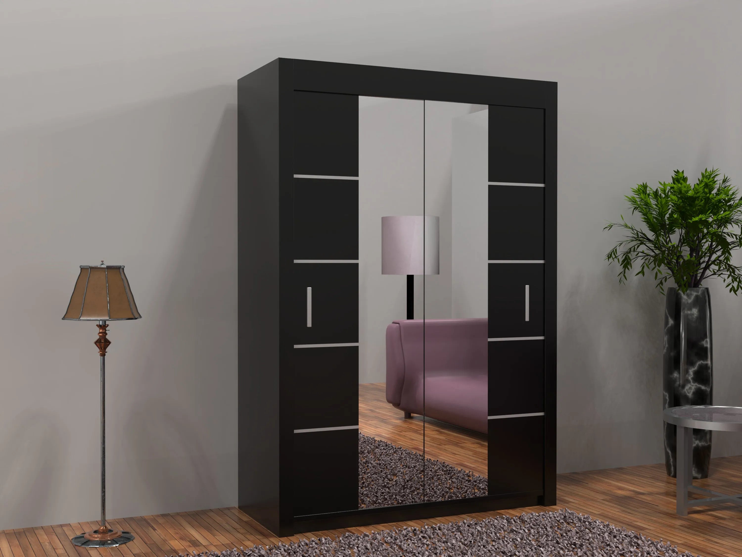 Lisbon Sliding Door Wardrobe | White, Black, Grey & Oak Colors | Multiple Sizes