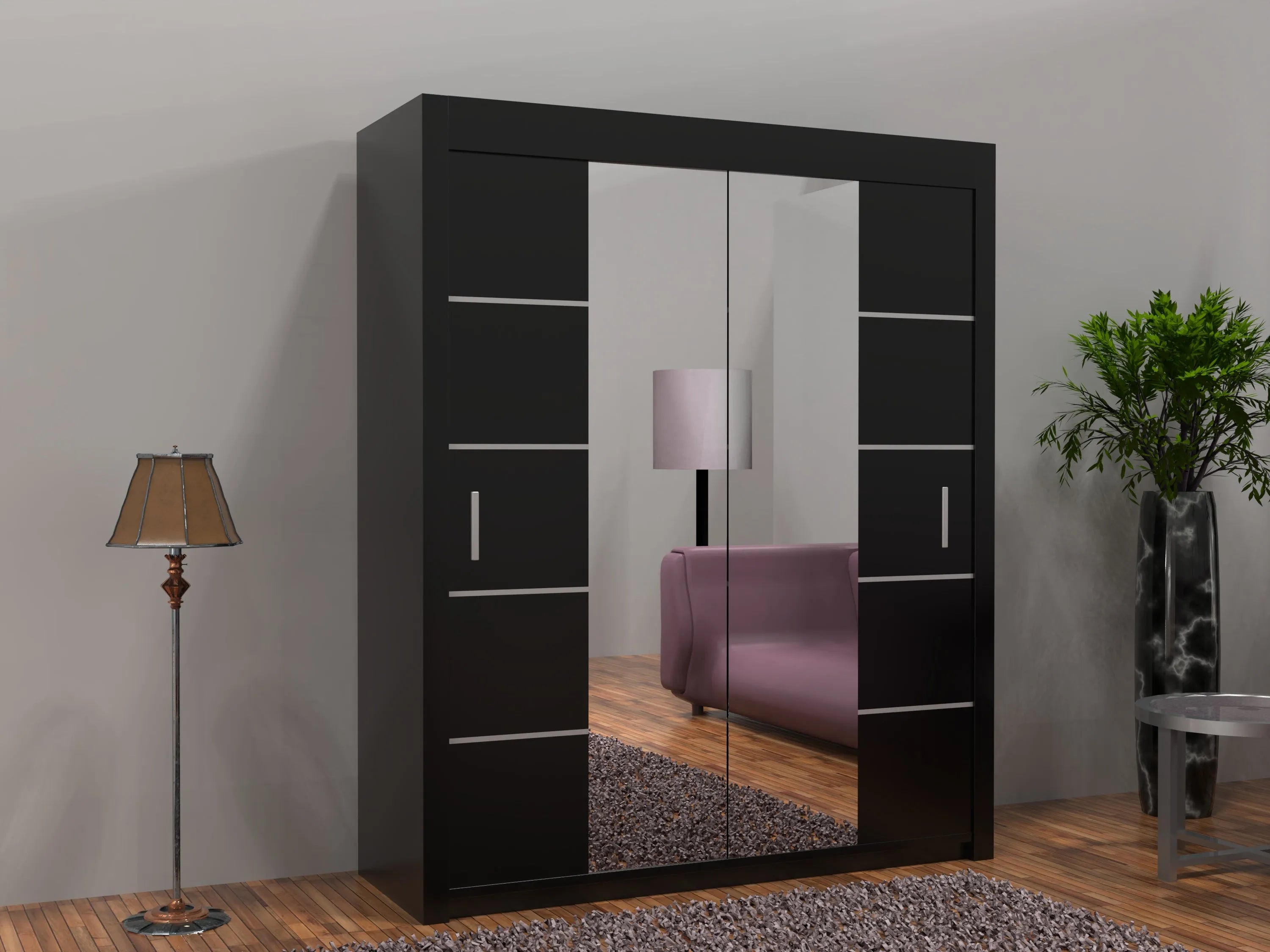 Lisbon Sliding Door Wardrobe | White, Black, Grey & Oak Colors | Multiple Sizes