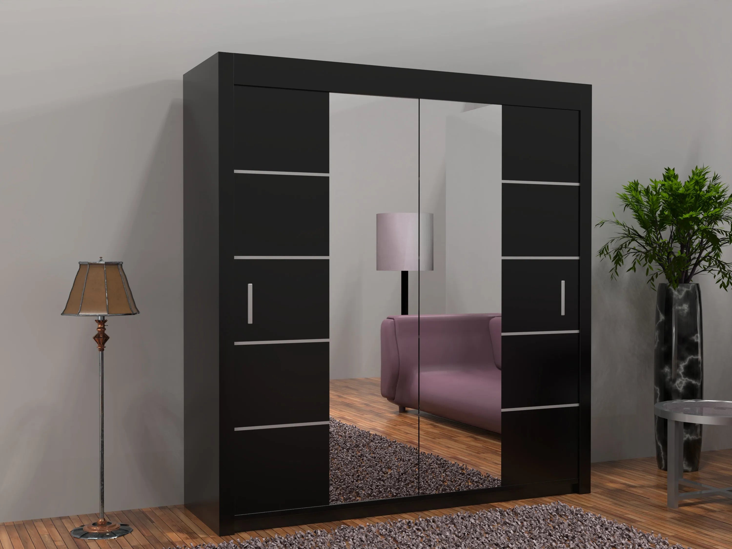 Lisbon Sliding Door Wardrobe | White, Black, Grey & Oak Colors | Multiple Sizes