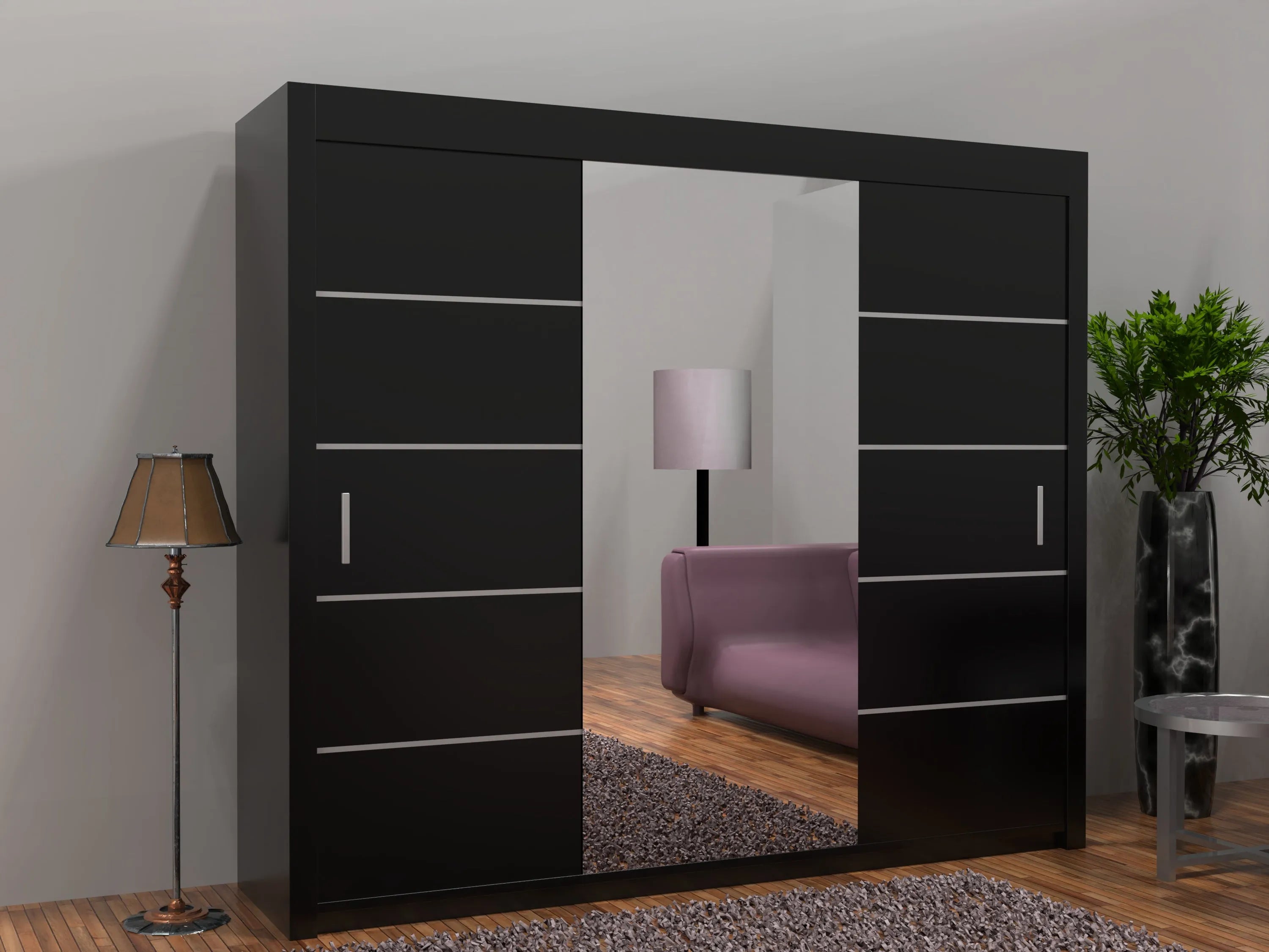 Lisbon Sliding Door Wardrobe | White, Black, Grey & Oak Colors | Multiple Sizes