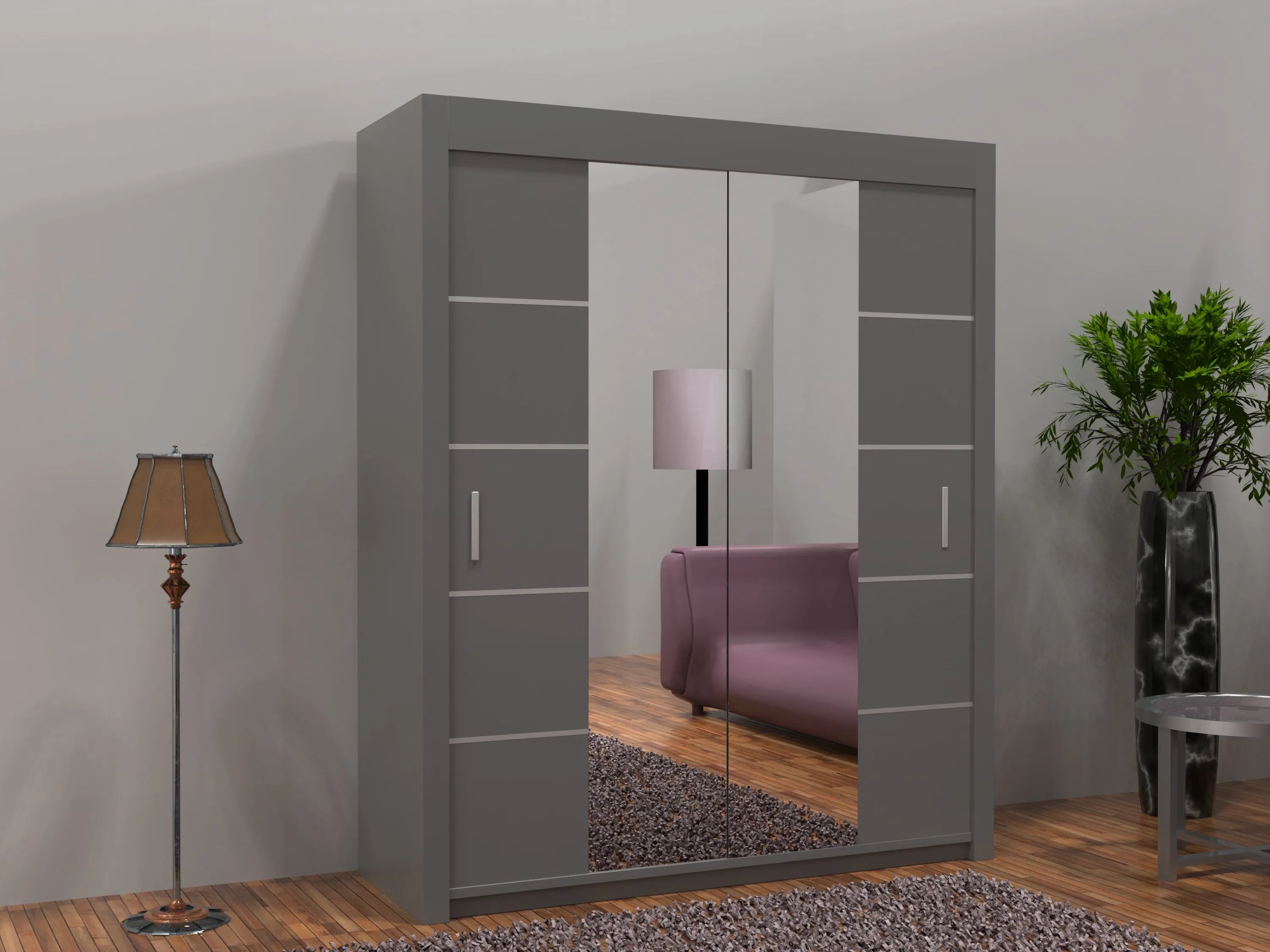 Lisbon Sliding Door Wardrobe | White, Black, Grey & Oak Colors | Multiple Sizes