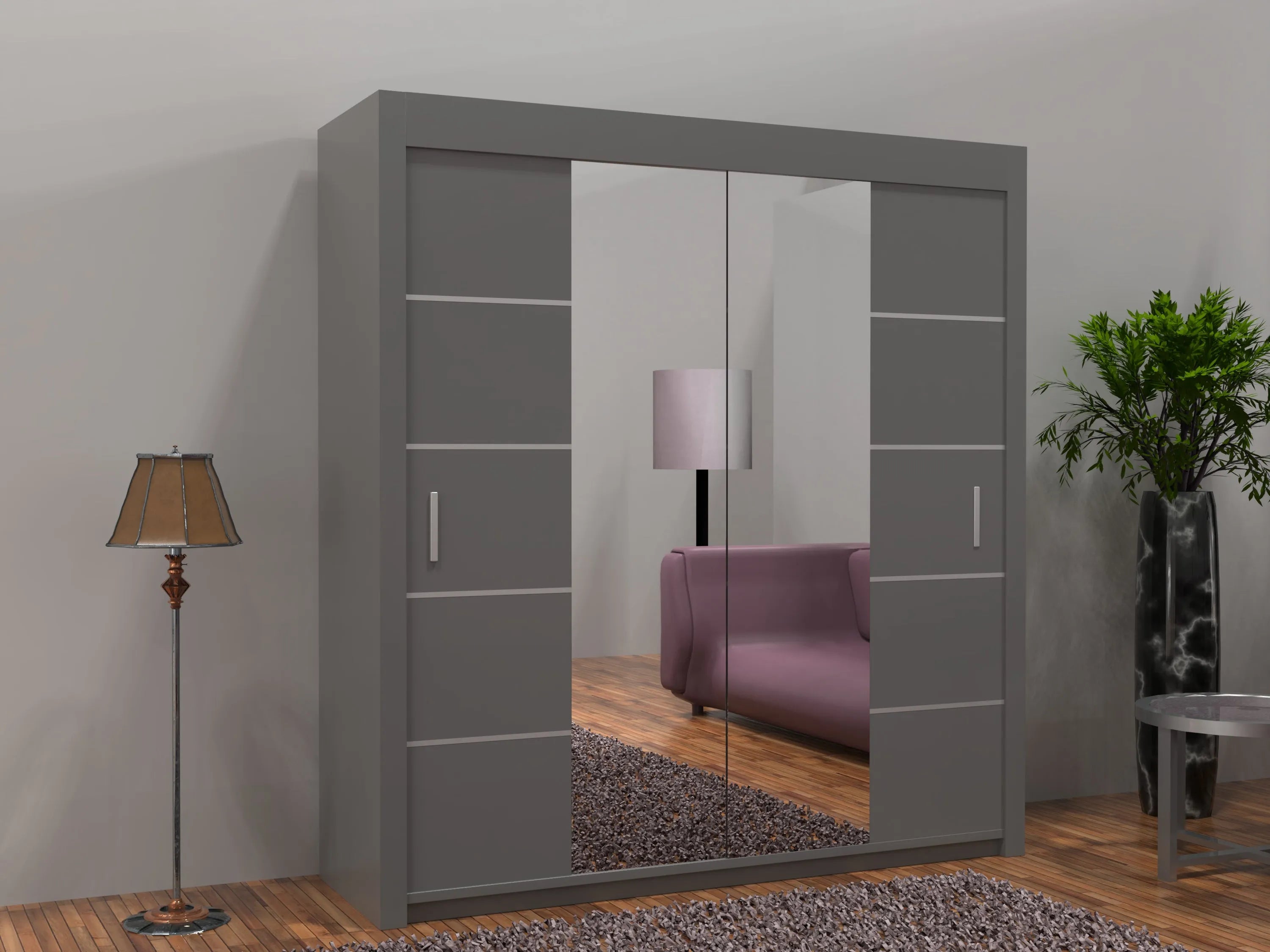 Lisbon Sliding Door Wardrobe | White, Black, Grey & Oak Colors | Multiple Sizes