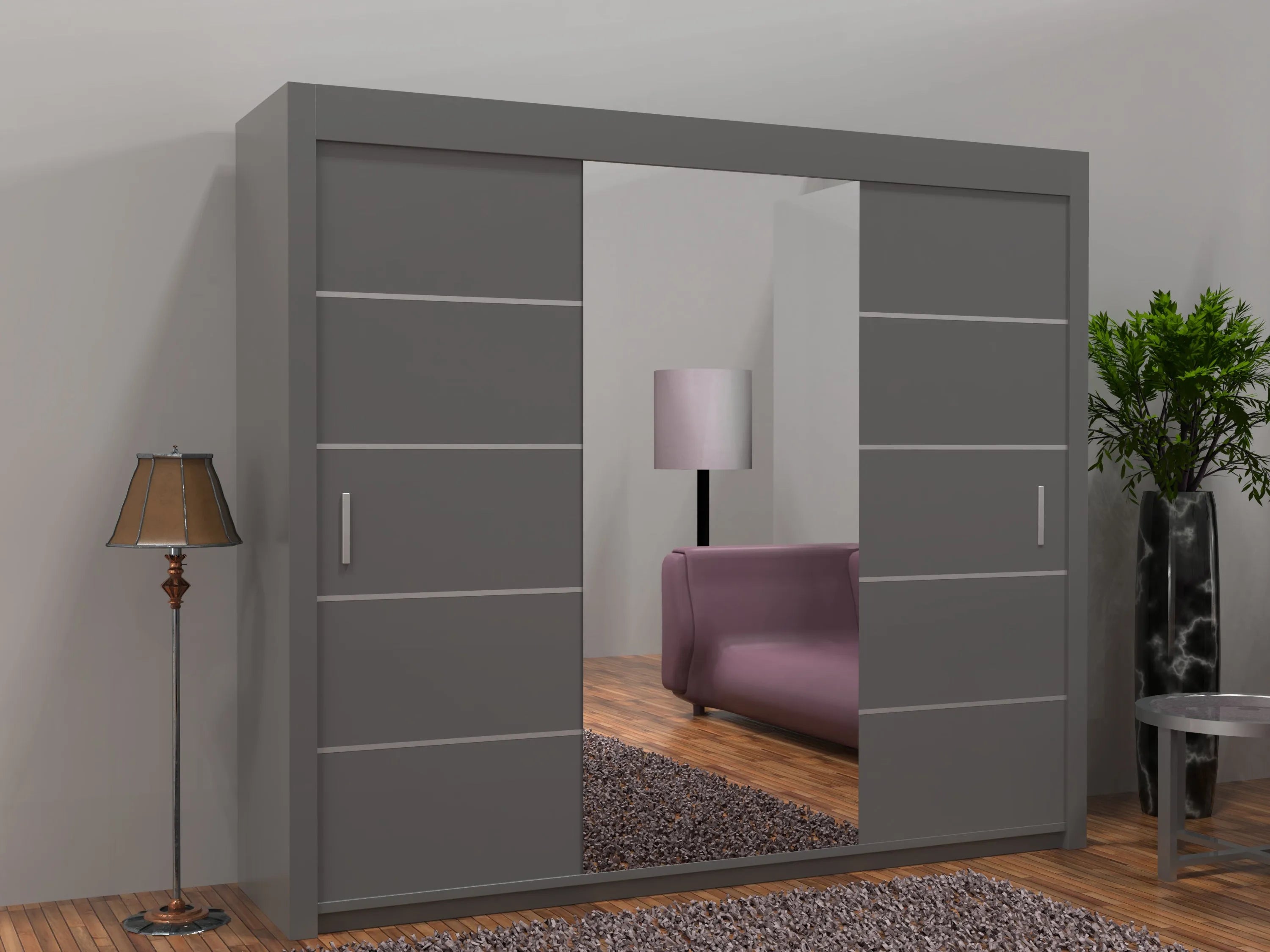 Lisbon Sliding Door Wardrobe | White, Black, Grey & Oak Colors | Multiple Sizes