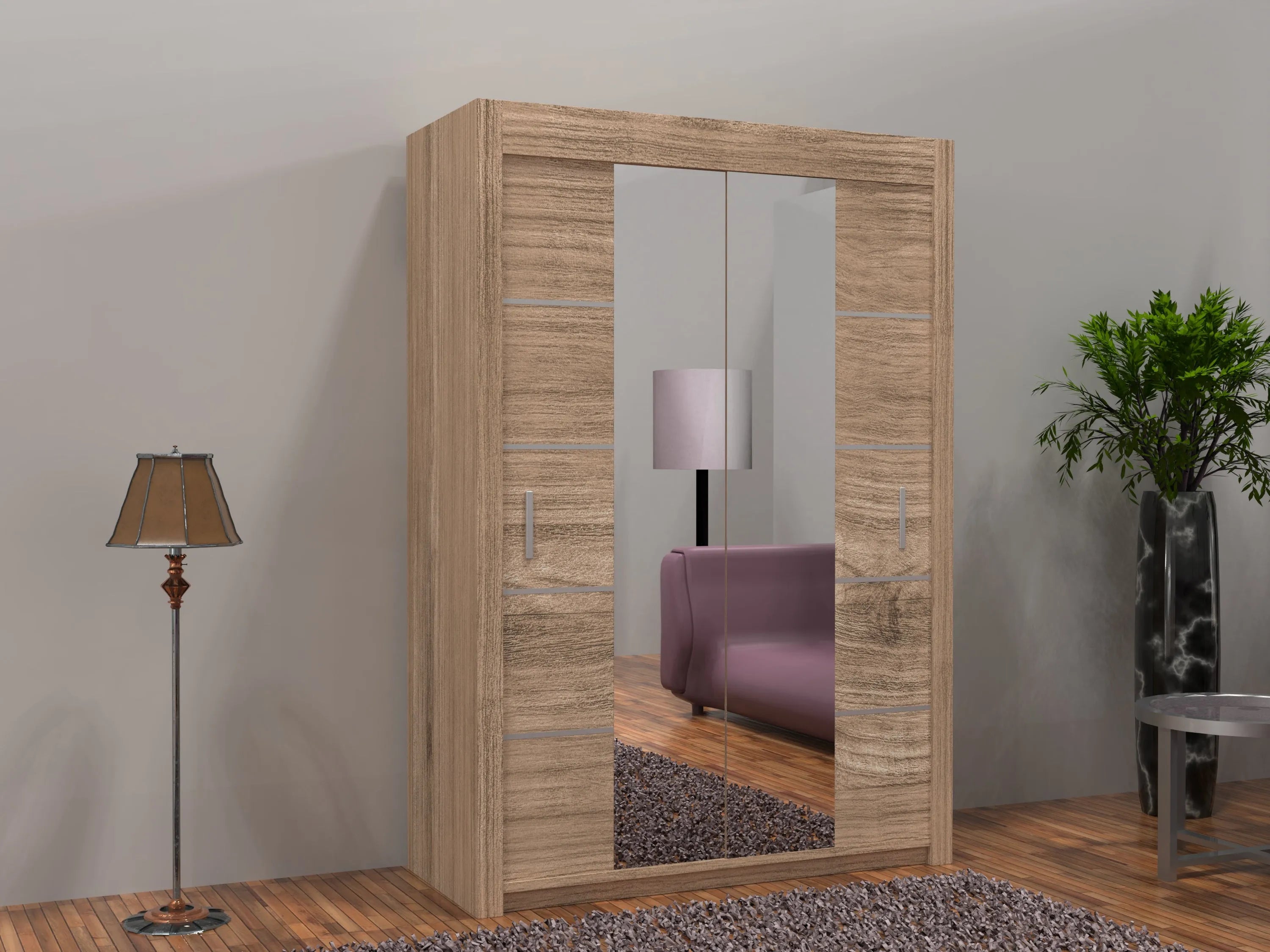 Lisbon Sliding Door Wardrobe | White, Black, Grey & Oak Colors | Multiple Sizes