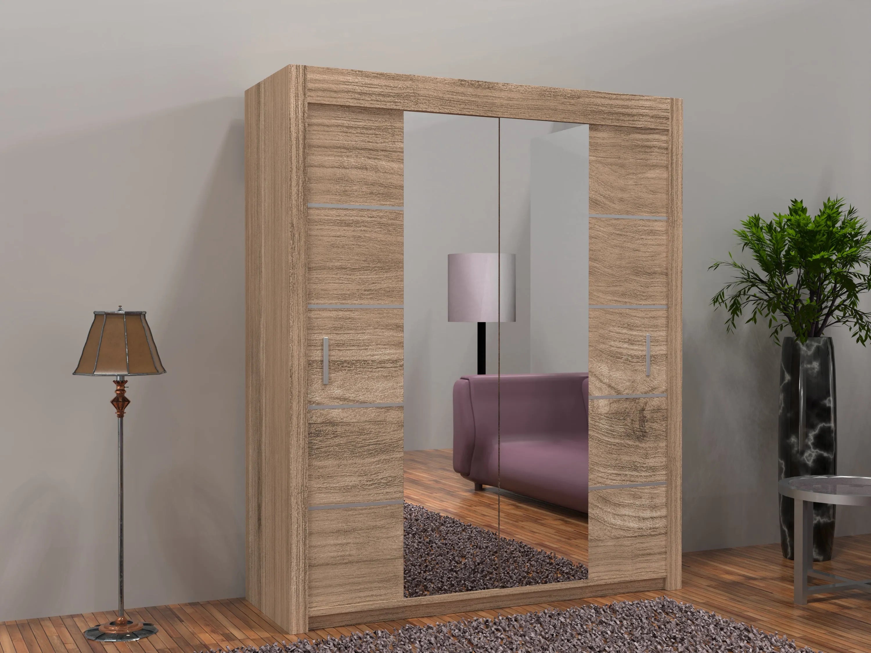 Lisbon Sliding Door Wardrobe | White, Black, Grey & Oak Colors | Multiple Sizes