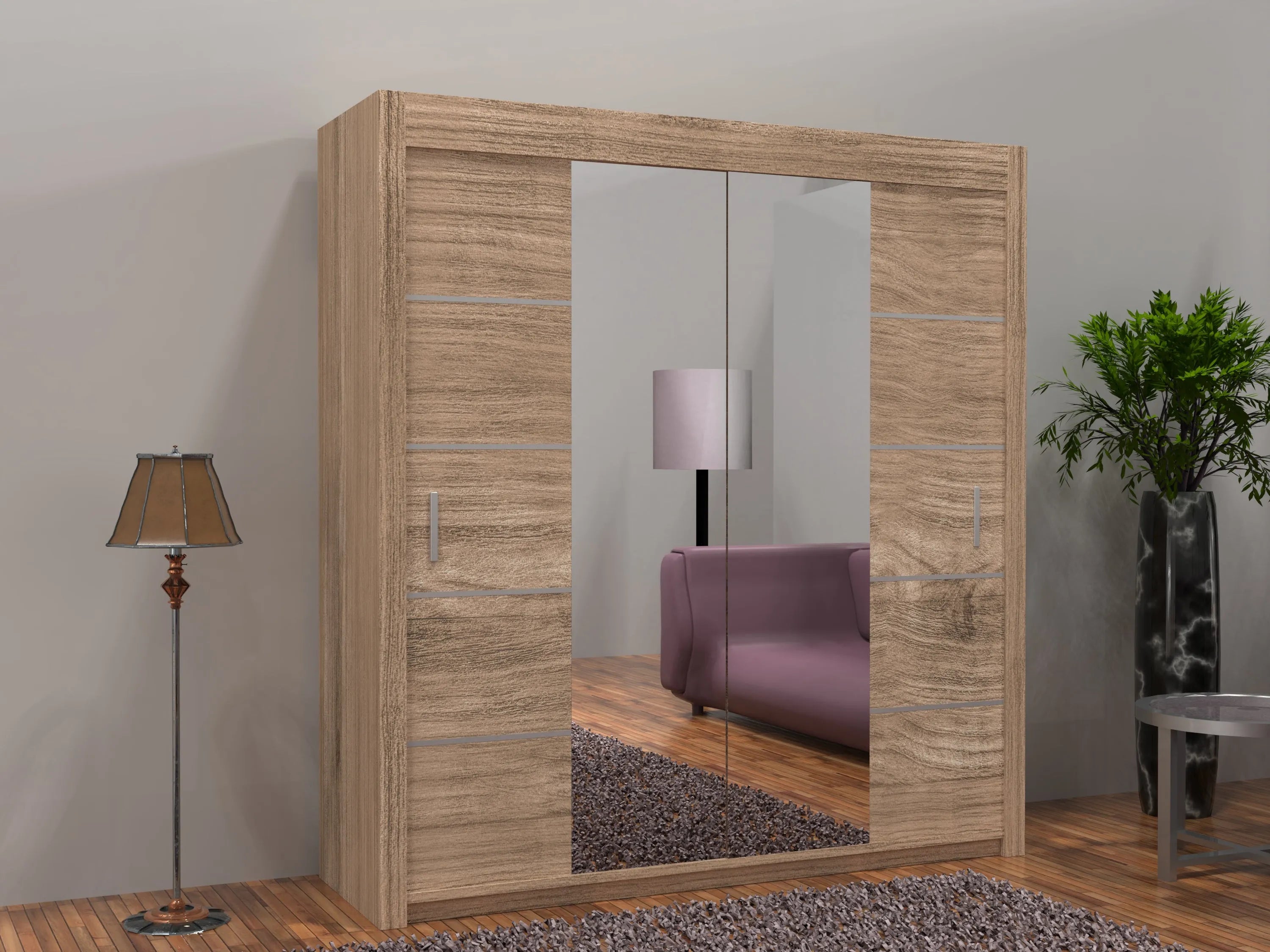 Lisbon Sliding Door Wardrobe | White, Black, Grey & Oak Colors | Multiple Sizes