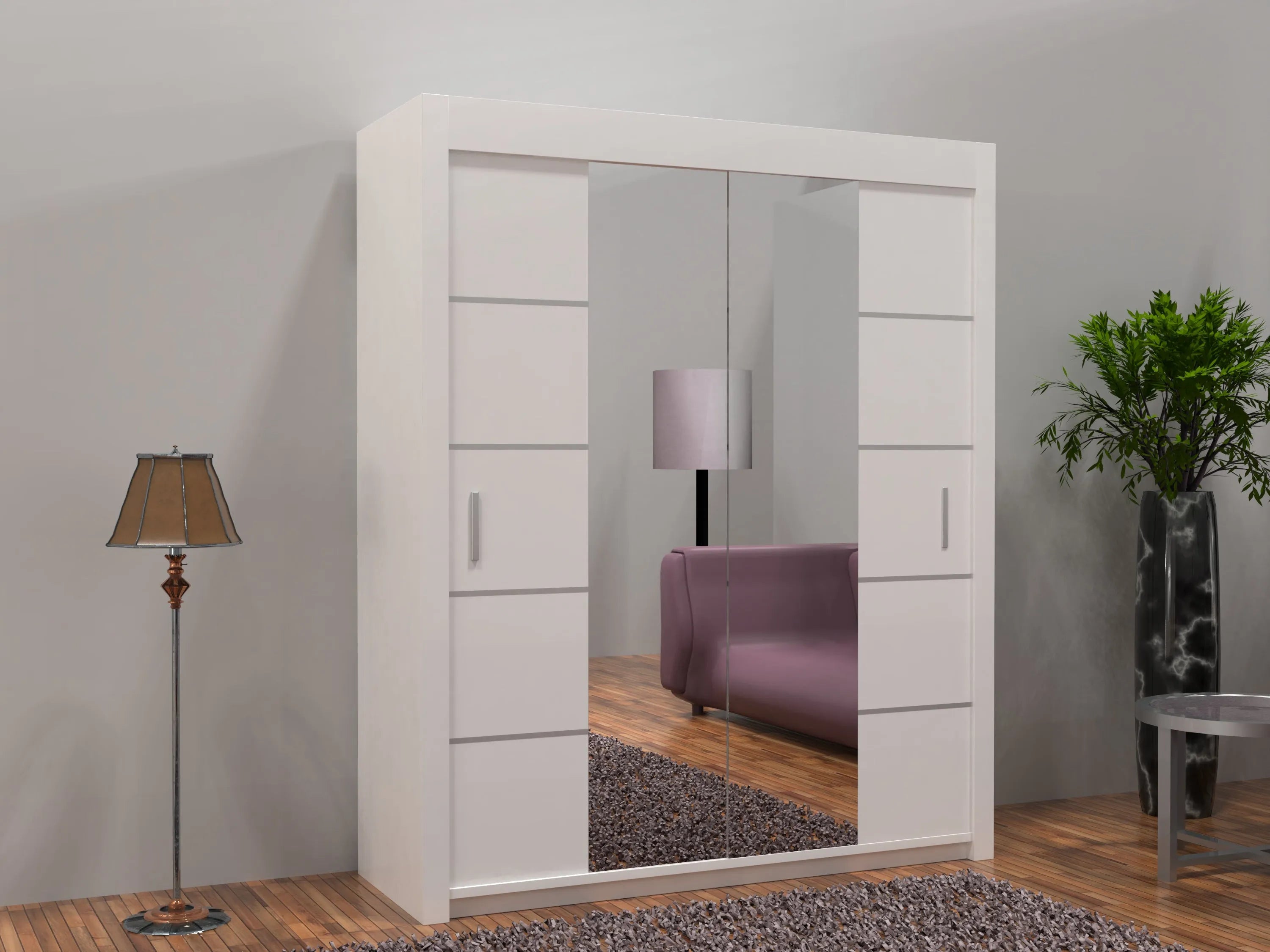 Lisbon Sliding Door Wardrobe | White, Black, Grey & Oak Colors | Multiple Sizes
