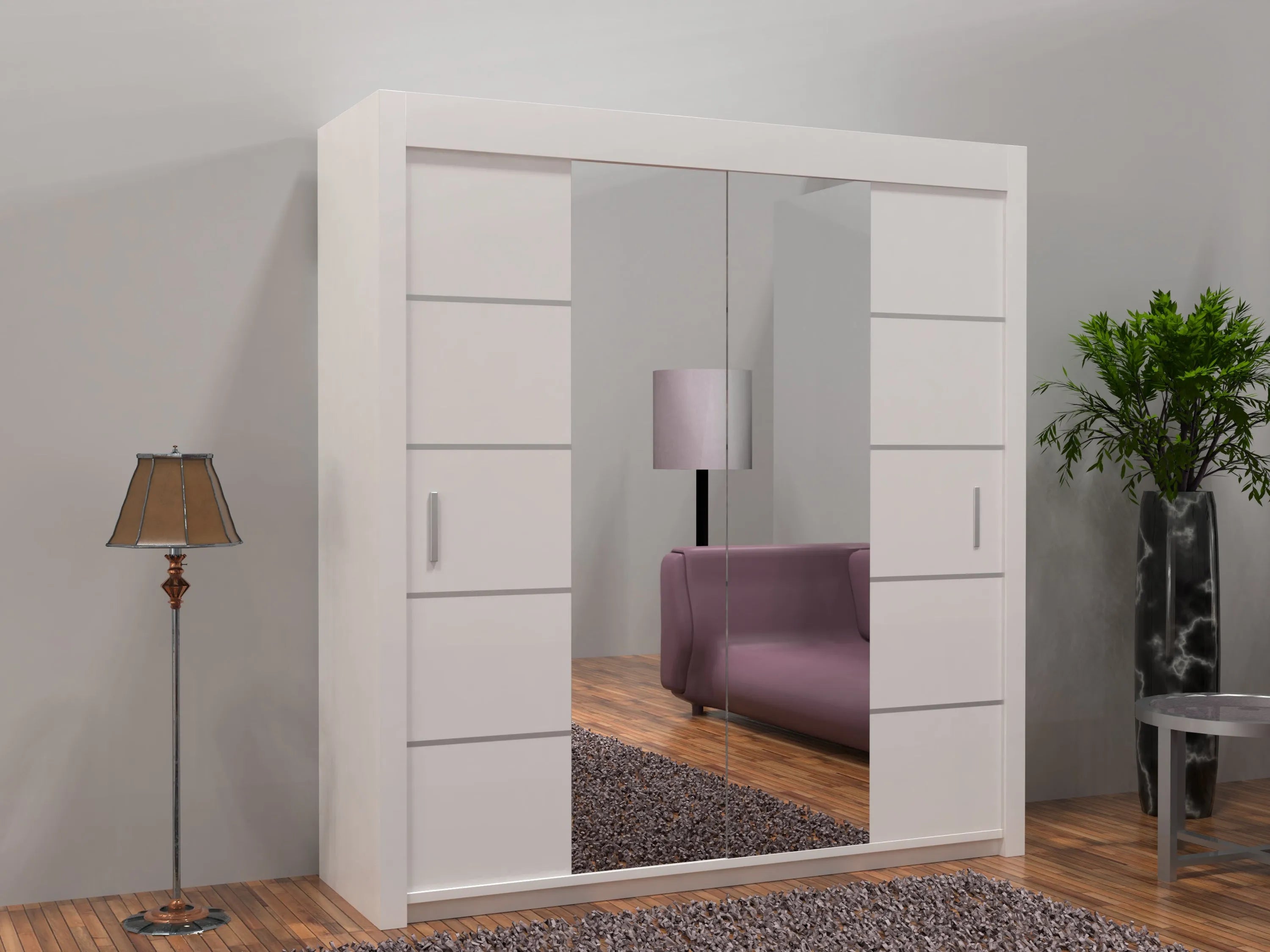 Lisbon Sliding Door Wardrobe | White, Black, Grey & Oak Colors | Multiple Sizes