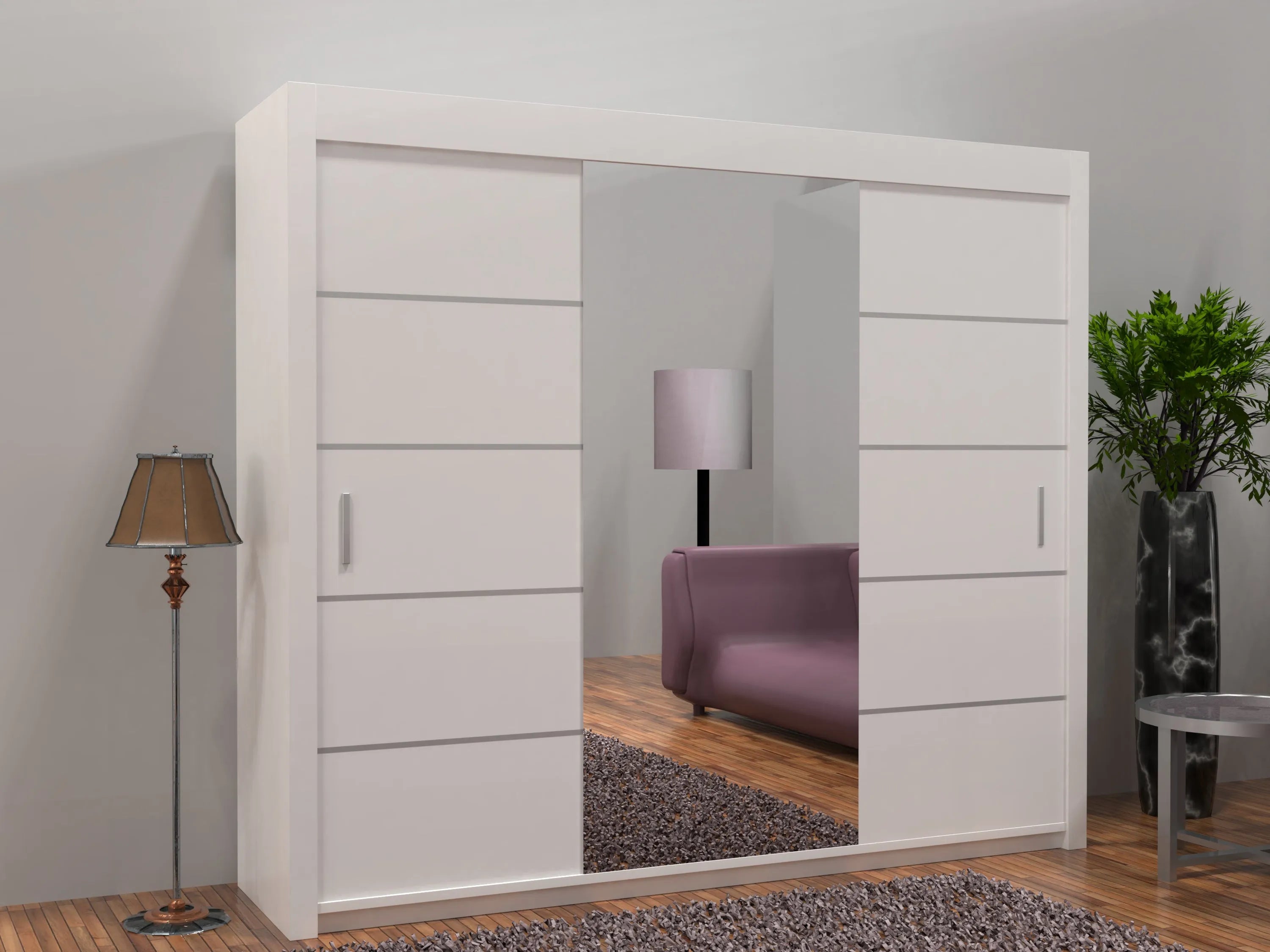 Lisbon Sliding Door Wardrobe | White, Black, Grey & Oak Colors | Multiple Sizes