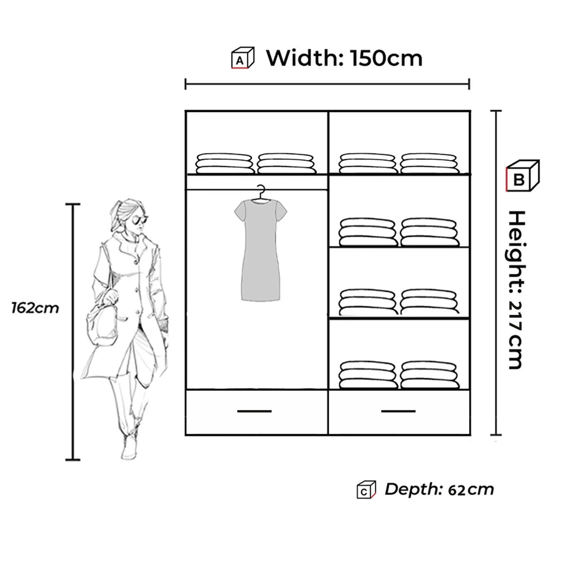 Mayfair Sliding Wardrobe 150cm