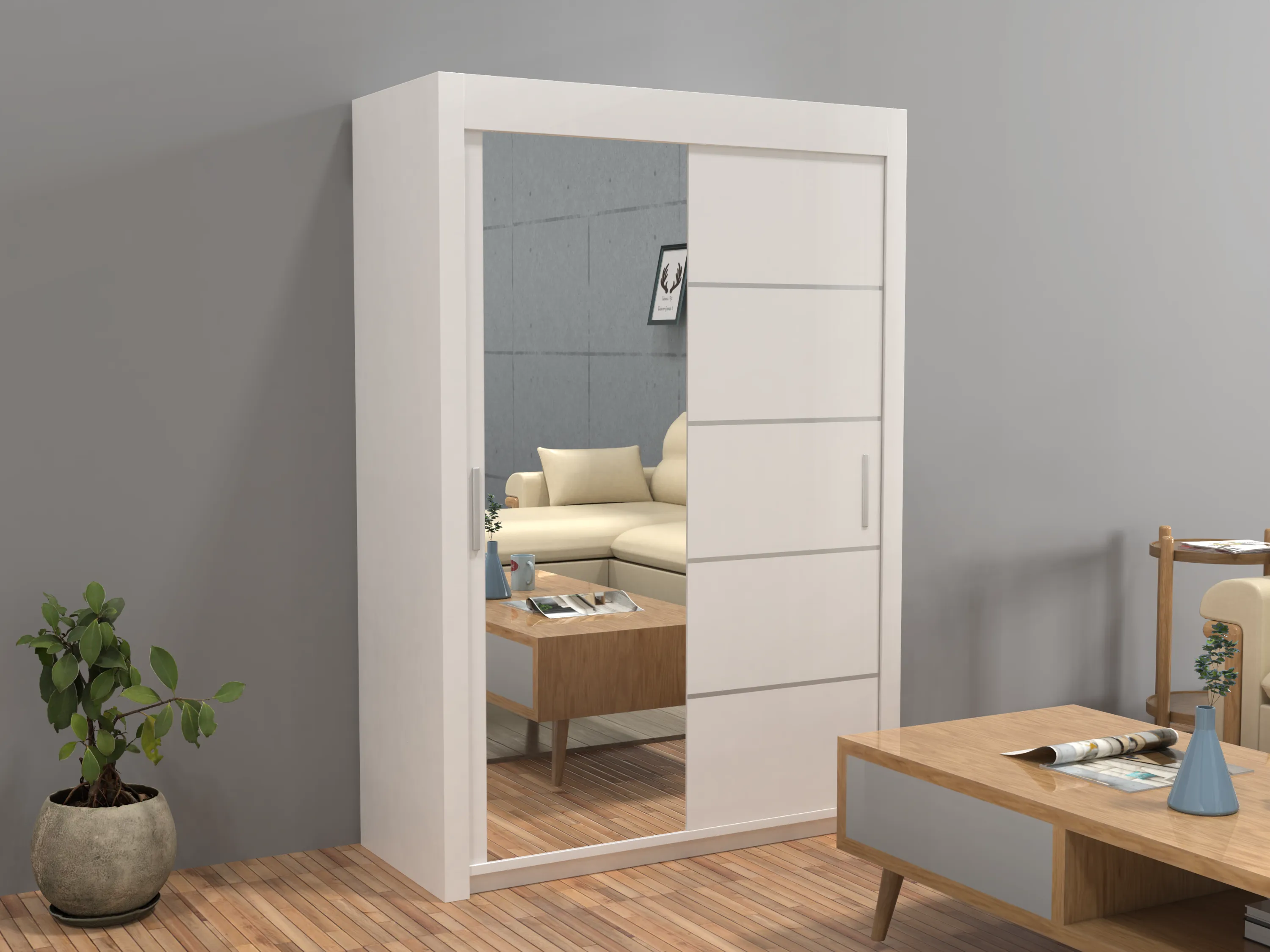 Vision New Sliding Door wardrobe | Black, White, Grey & Oak Colors | Multiple Sizes Available
